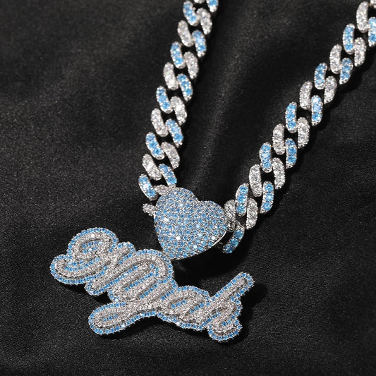 Blue Love Layered VVS Name Necklace